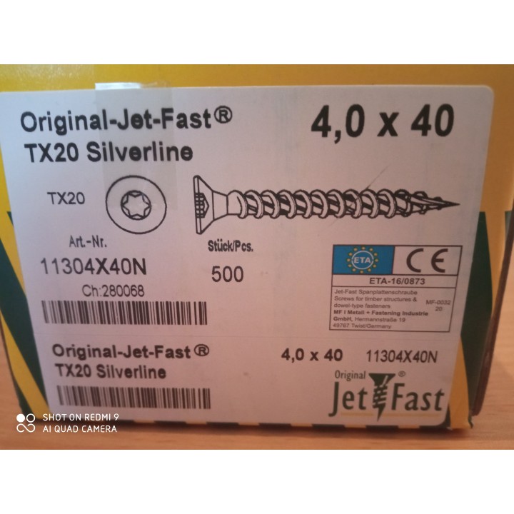 JetFast Spanplattenschrauben 4 X 40mm TX Silverline 100 Stück