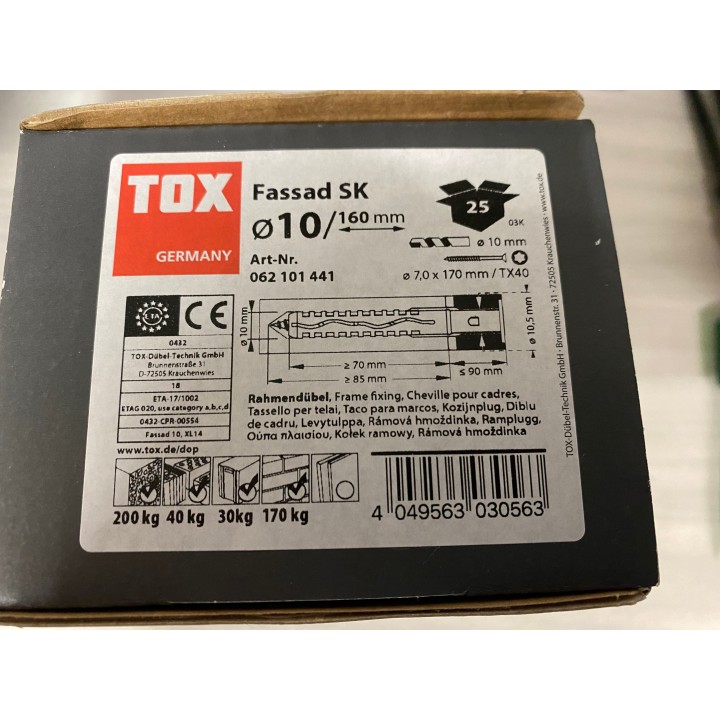 Tox Fassad SK 10 X 160 Rahmendübel 25 Stück
