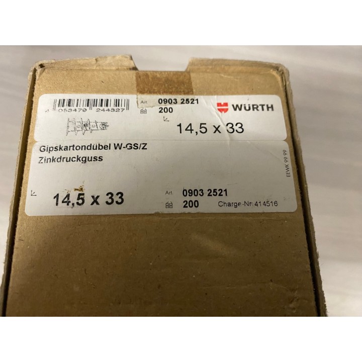 Würth 0903 2521 Gipskartondübel 14,5 X 33   129 Stück