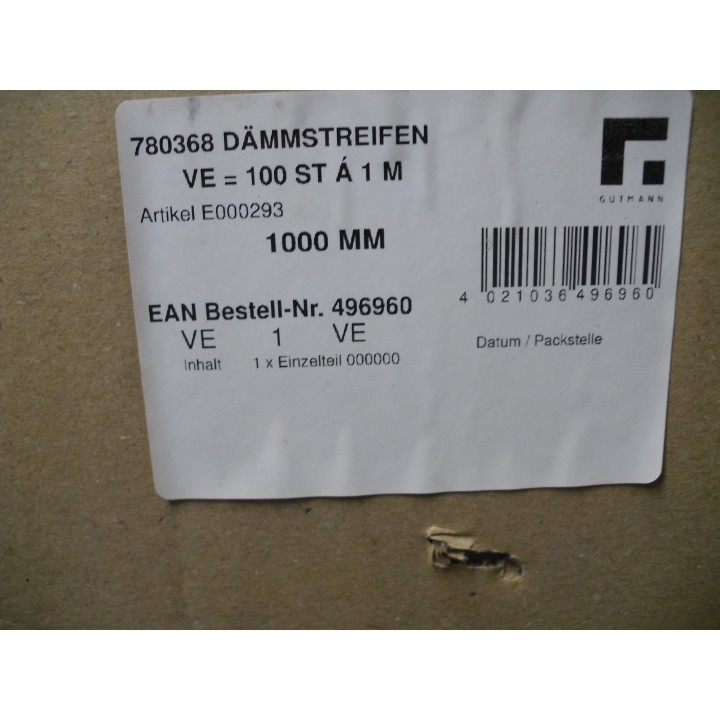 Gutmann 780368 Dämmprofil 20 X 0,5 Meter