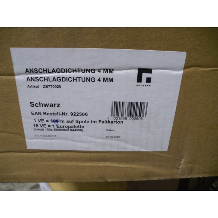 Gutmann 770020 4mm Anschlagdichtung    1Meter