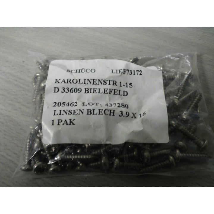 Schüco 205462  Linsenblechschraube 3,9 X 16   100 Stück