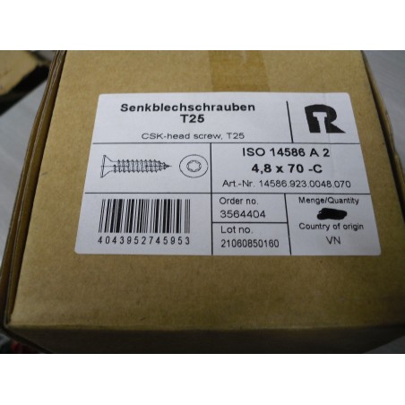 Senkblechschraube 4,8 X 70 A2 TX  10 Stück