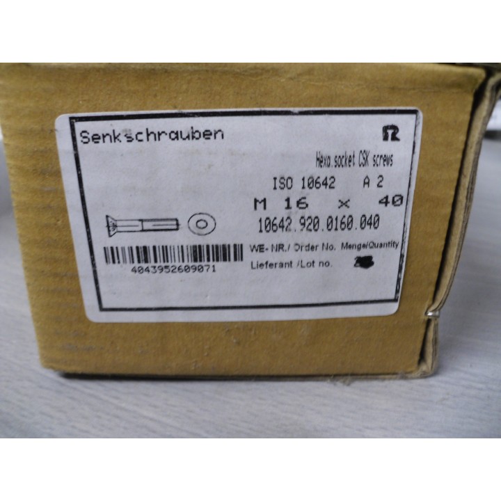 Gewindeschraube M16 X 40 A2 Senkkopf