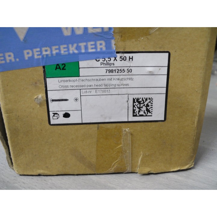 Linsenkopf Blechschraube 5,5 X 50 A2  10 Stück