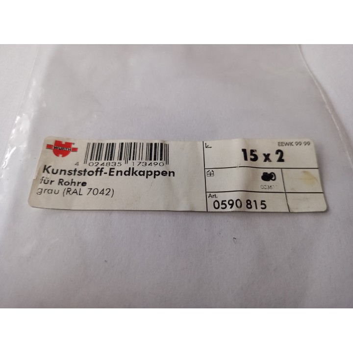 Würth 0590815 Kunststoff-Endkappen für Rohre Grau 5 Stück