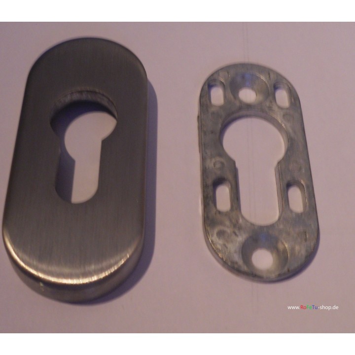Schutzrosette oval 8mm mit Edelstahlabdeckung